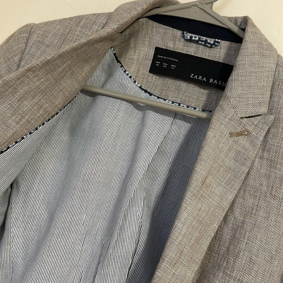 Zara 100% linen blazer button spring - Picture 5 of 7